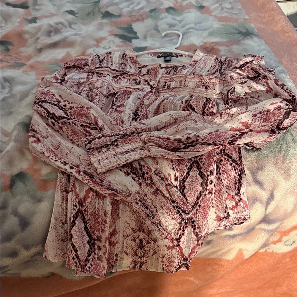 Elegant Pink Snake Print Blouse